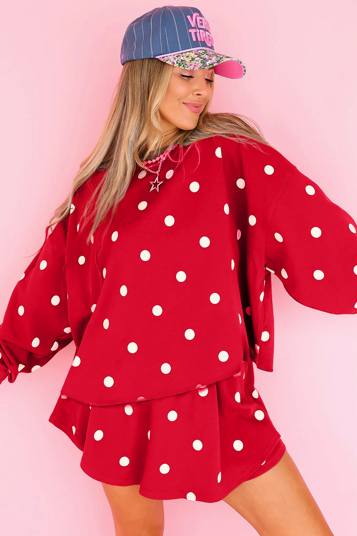 Polka Dot Pullover Skort Set