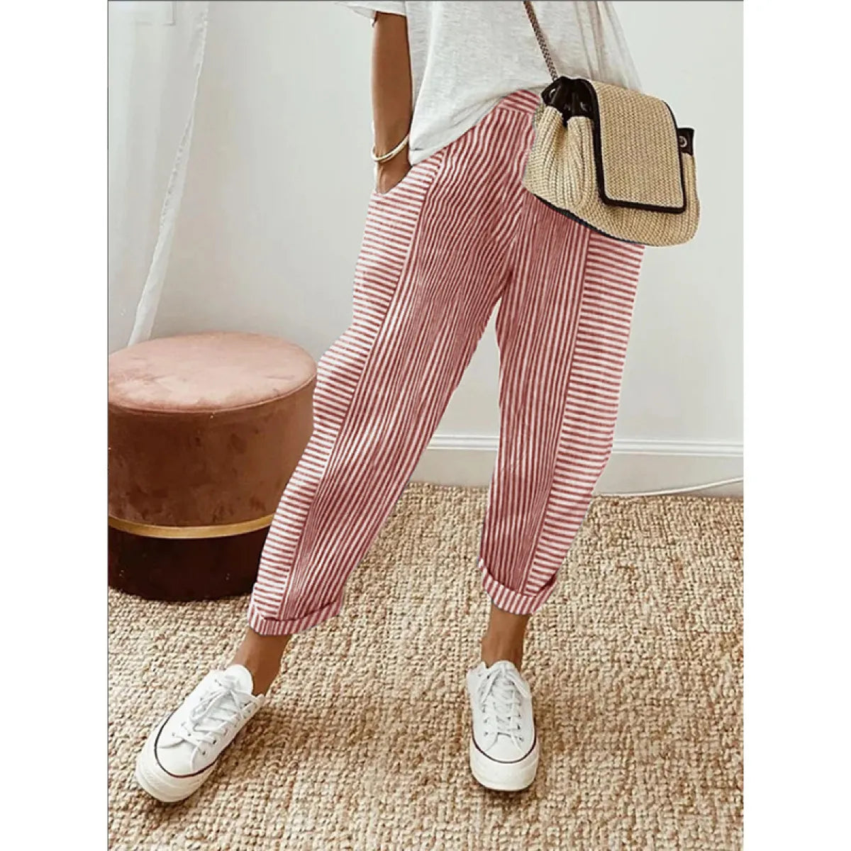 Women's Jacquard Stripe Loose Pants