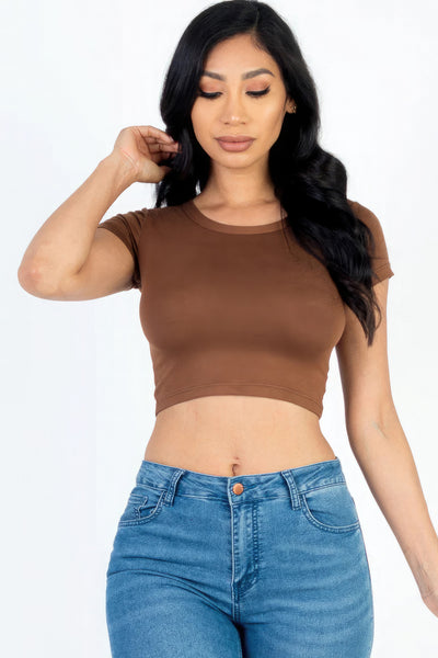 Short Sleeve Roundneck Crop Top