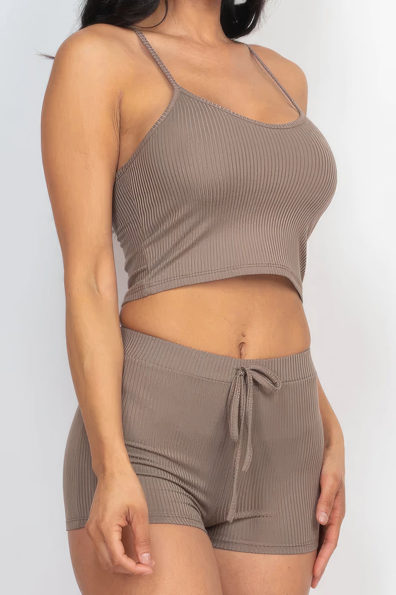 Ribbed Crop Cami Top & Shorts Pajama Set