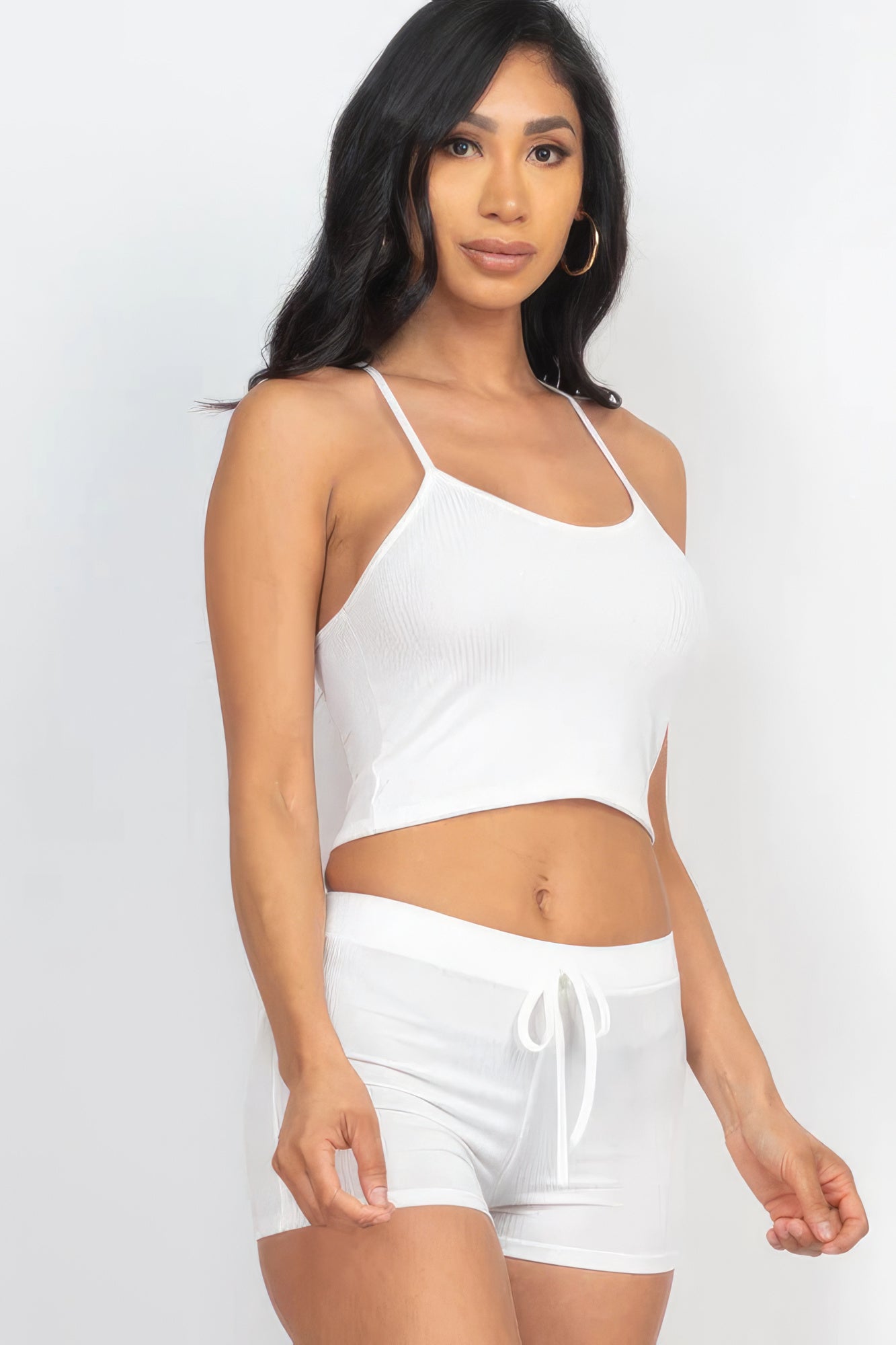 Ribbed Crop Cami Top & Shorts Pajama Set