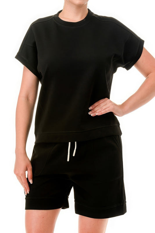 Air Cotton Monochrome Tee And Pajama Set