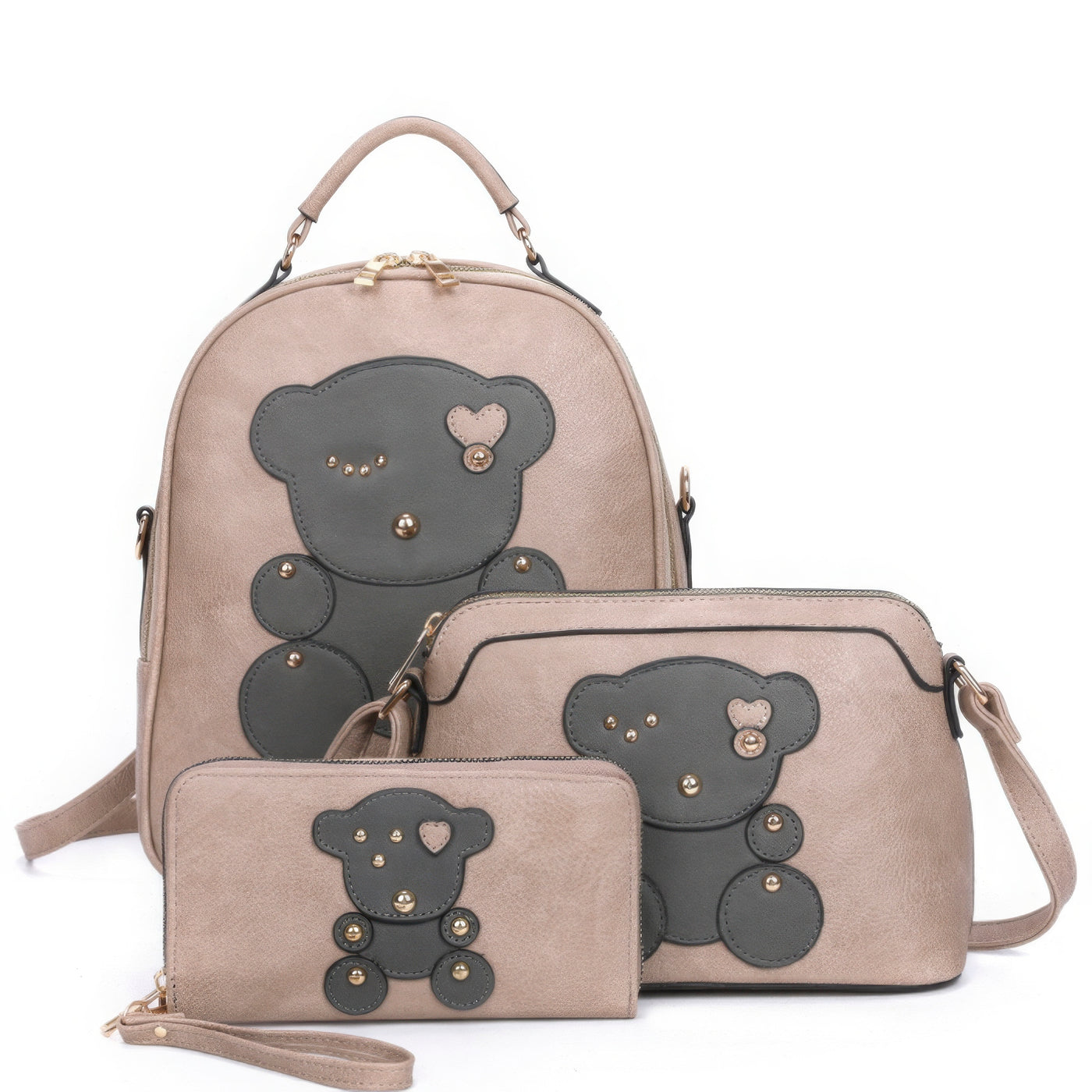 3in1 Cute Bear Design Handle Backpack