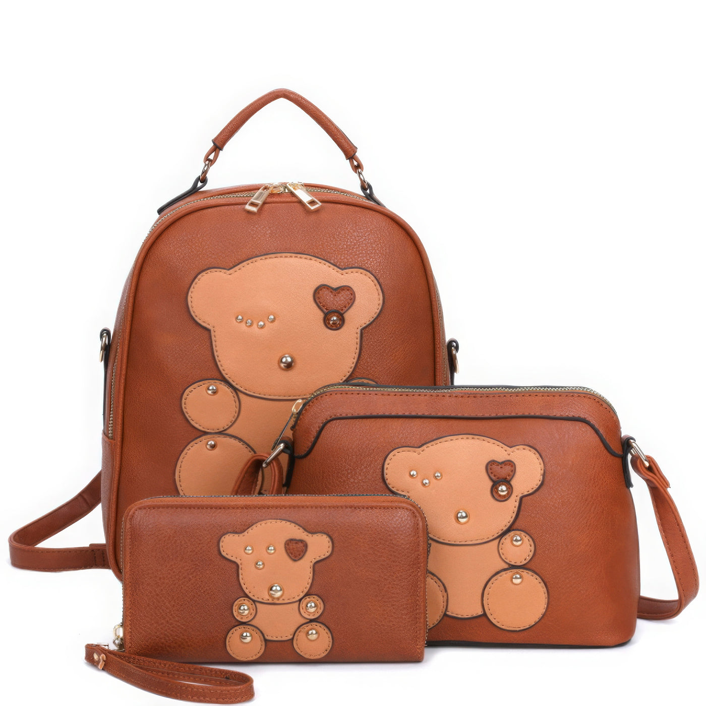 3in1 Cute Bear Design Handle Backpack