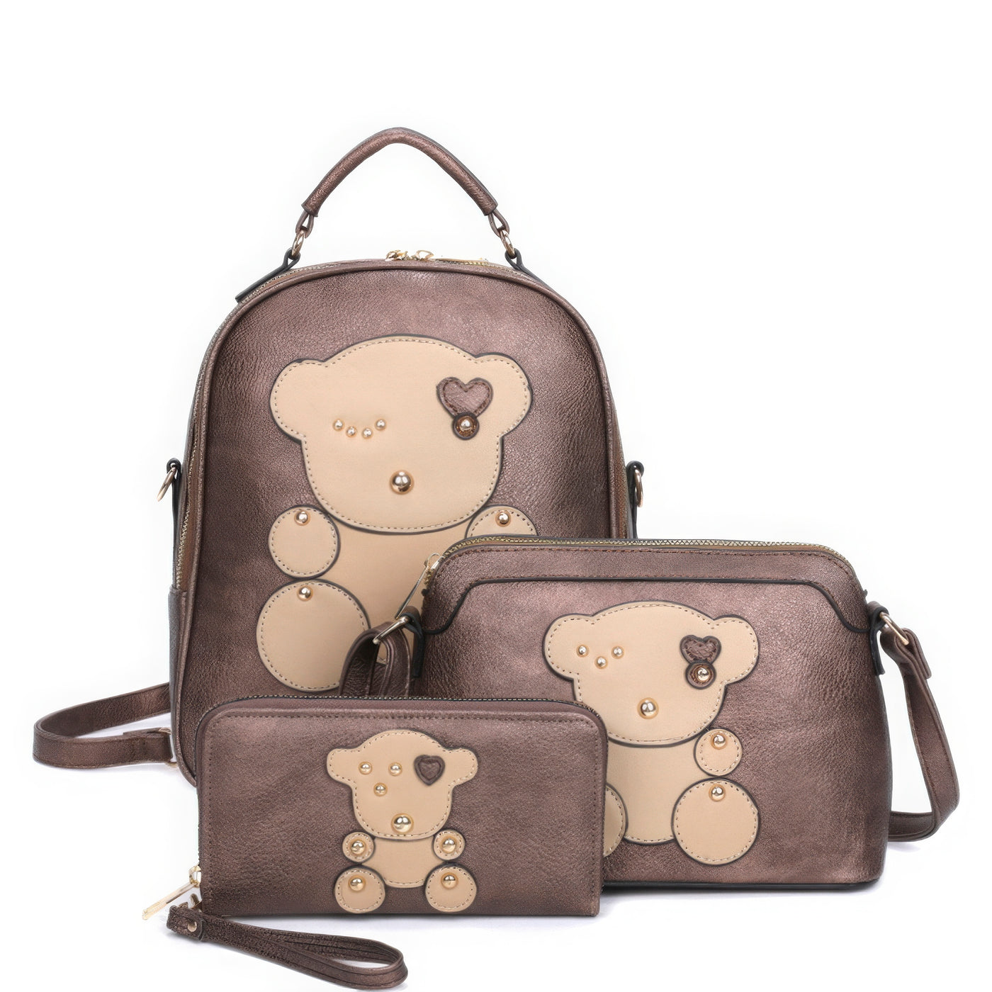 3in1 Cute Bear Design Handle Backpack