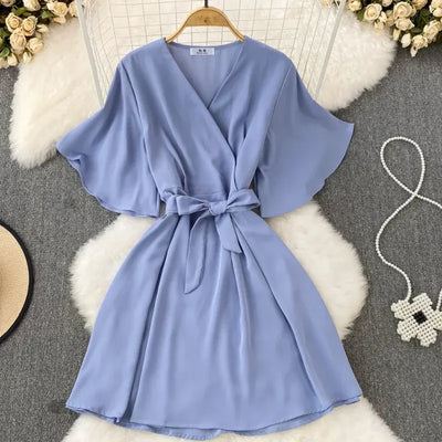 oceanlove vestidos para mujer flare sleeve bow bandage solid oceanlove vestidos para mujer flare sleeve bow bandage solid