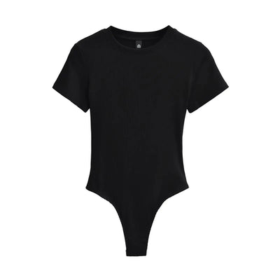 Summer Short Sleeve O-neck Bodysuits Women Knits Stretchable Slim