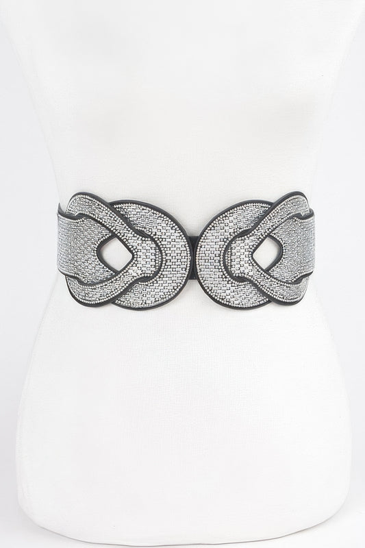 Multi Rhinestone Plus Size Elastic Belt - Little Hearts Desire