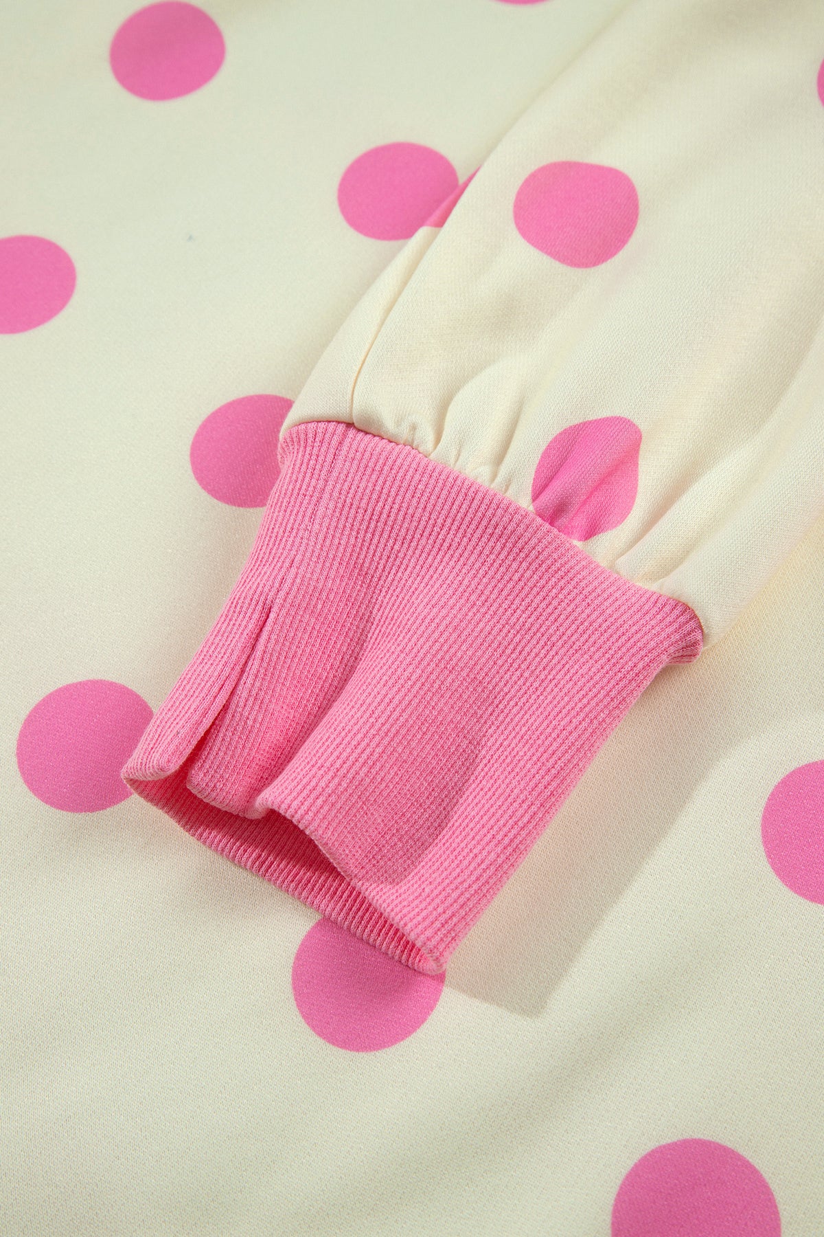 Blue Polka Dot Contrast Patchwork Round Neck Baggy Sweatshirt