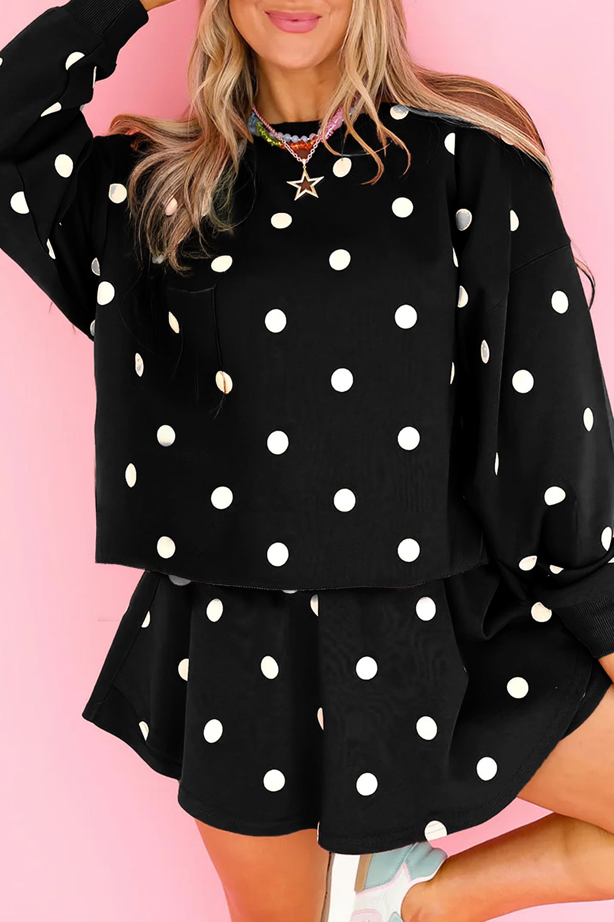 Polka Dot Pullover Skort Set