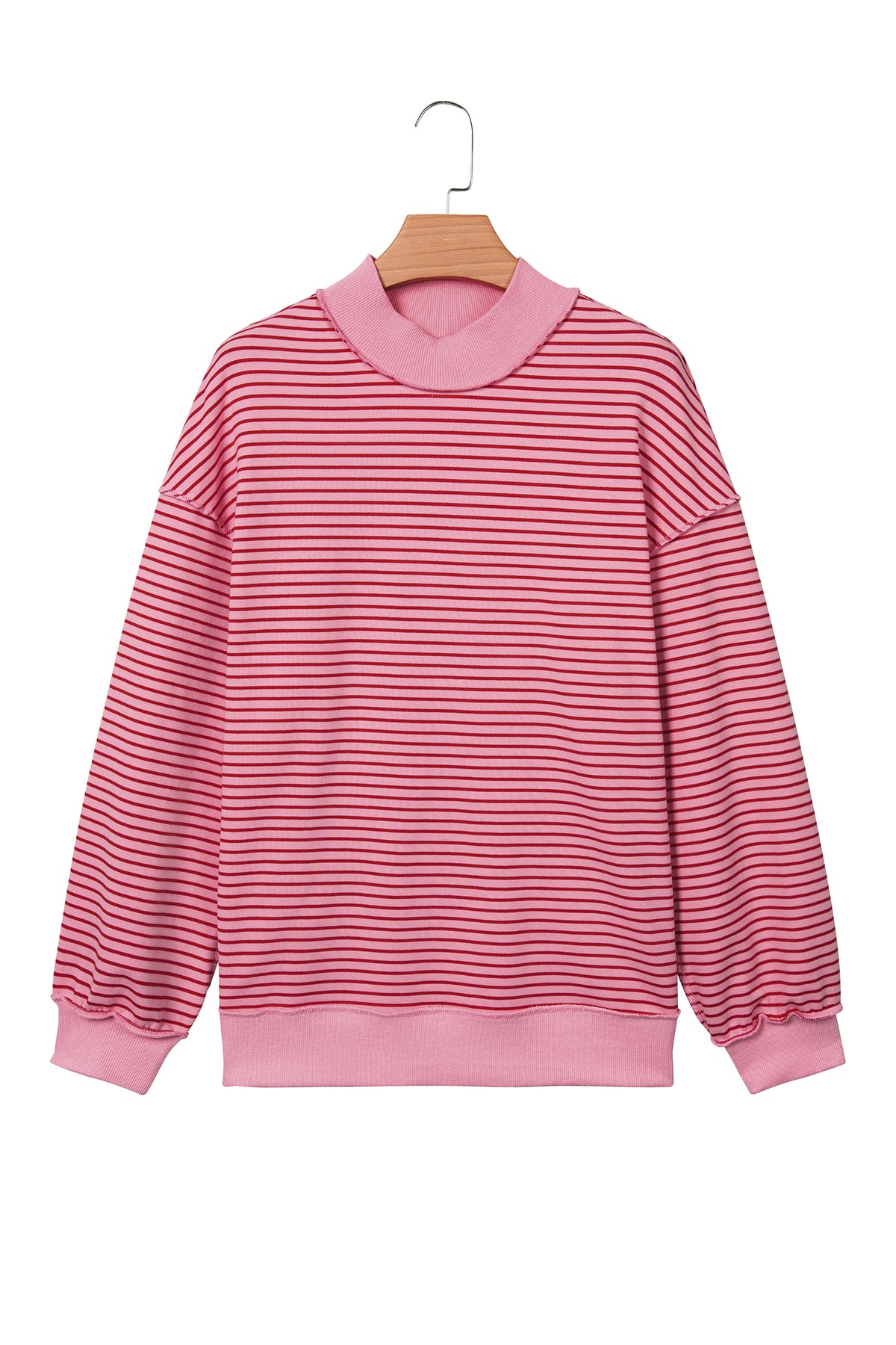 Striped Colorblock Mock-Neck Sweatshirt