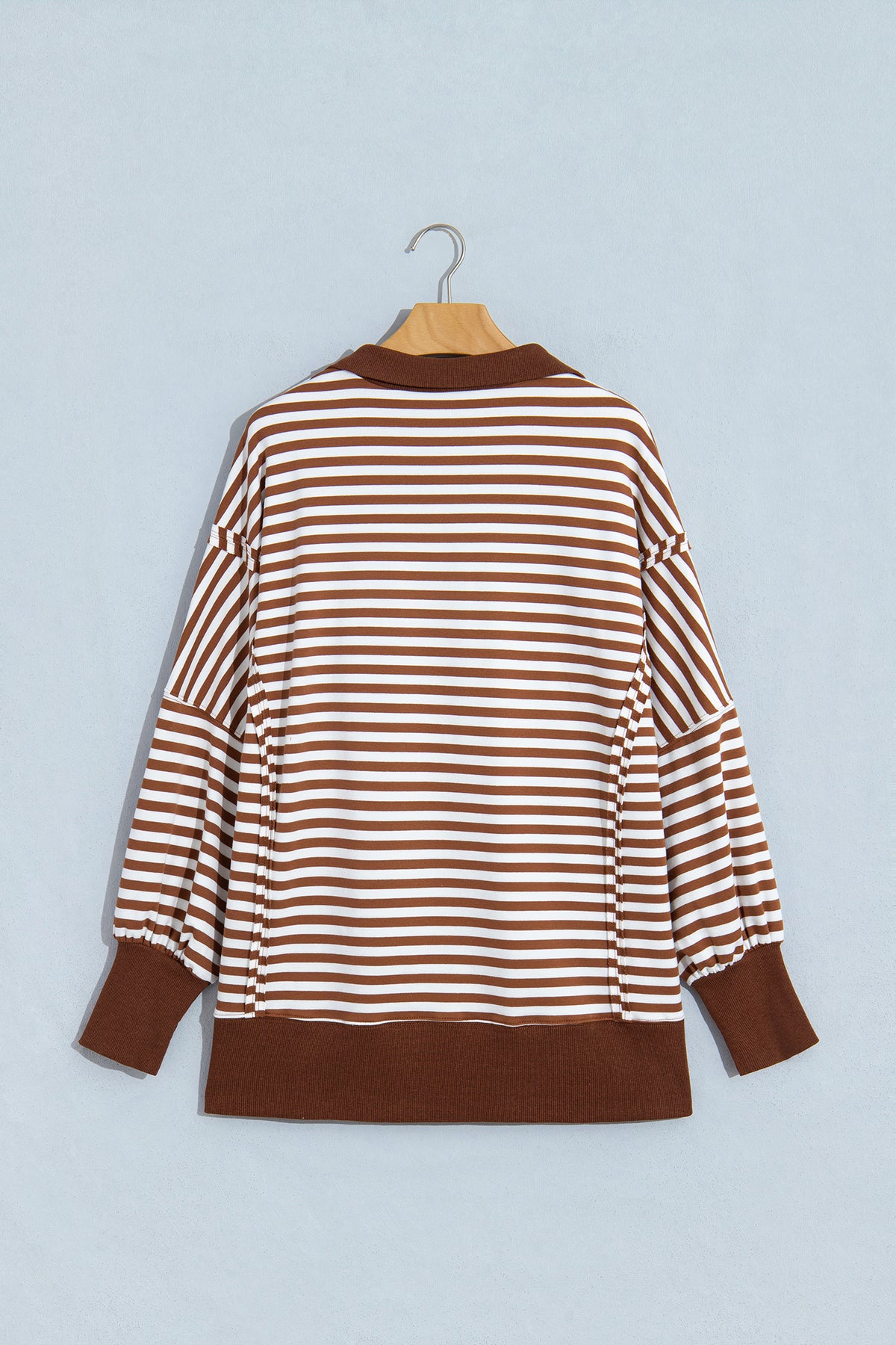 Stripe Color Block Split Hem Pullover Sweatshirt