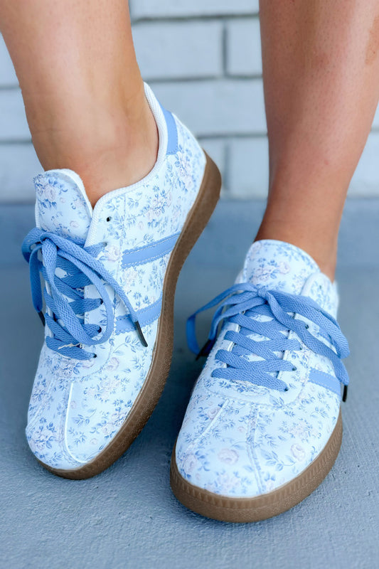 Floral Print Lace-Up Sneakers