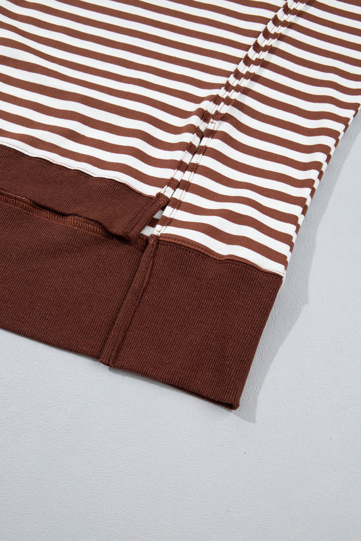 Stripe Color Block Split Hem Pullover Sweatshirt