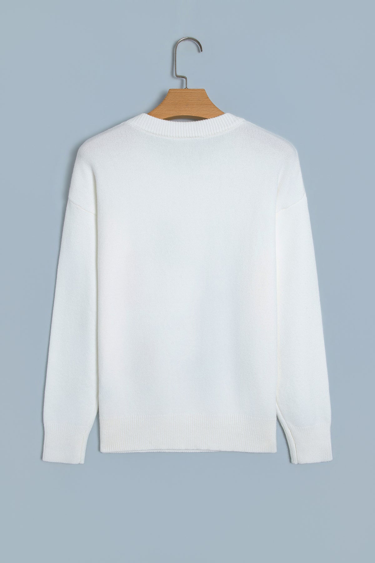 White Embroidered Cowboy Boots Sweater
