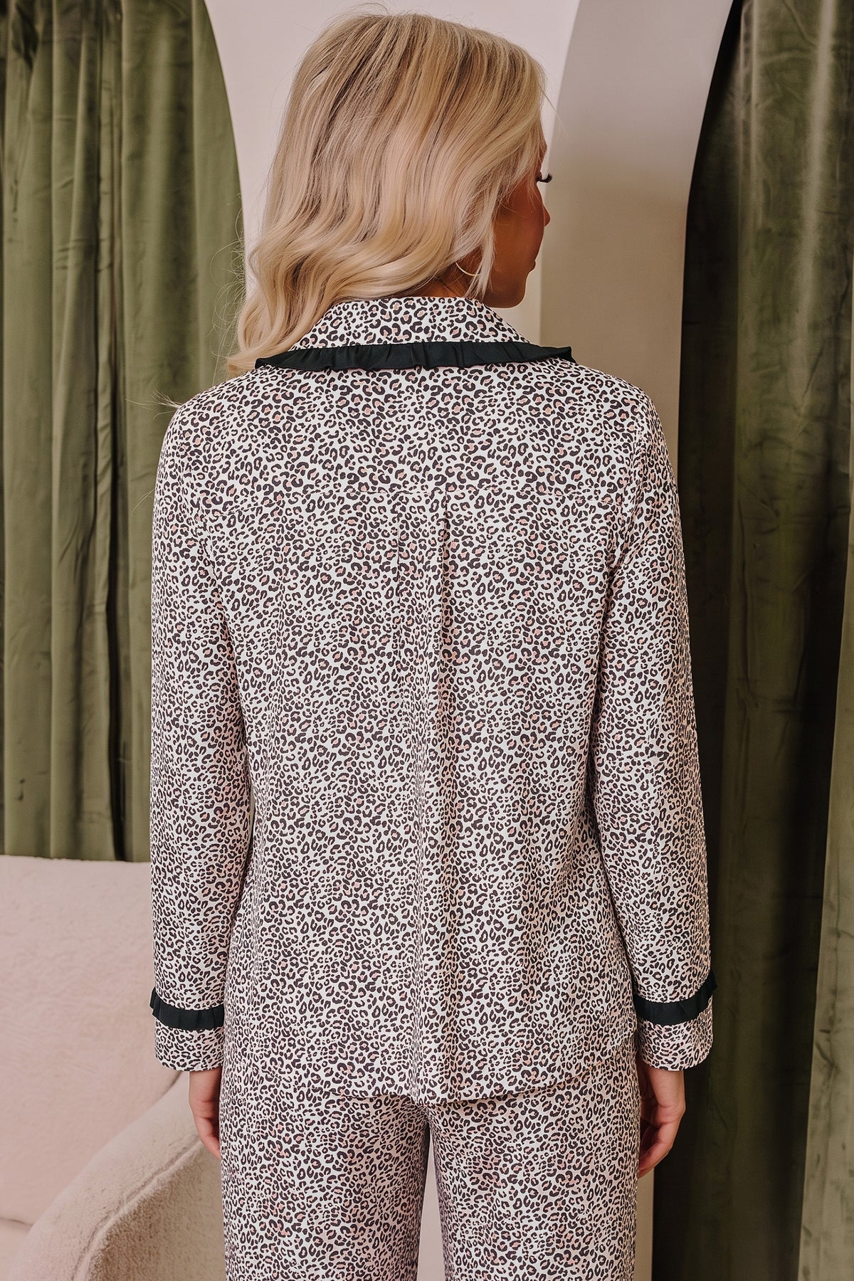 Brown Leopard Print Bow-Detail Lounge Set