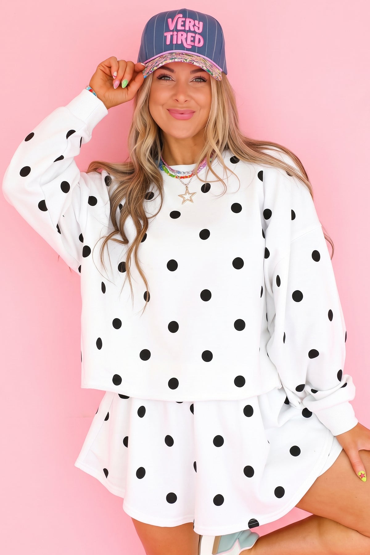 Polka Dot Pullover Skort Set