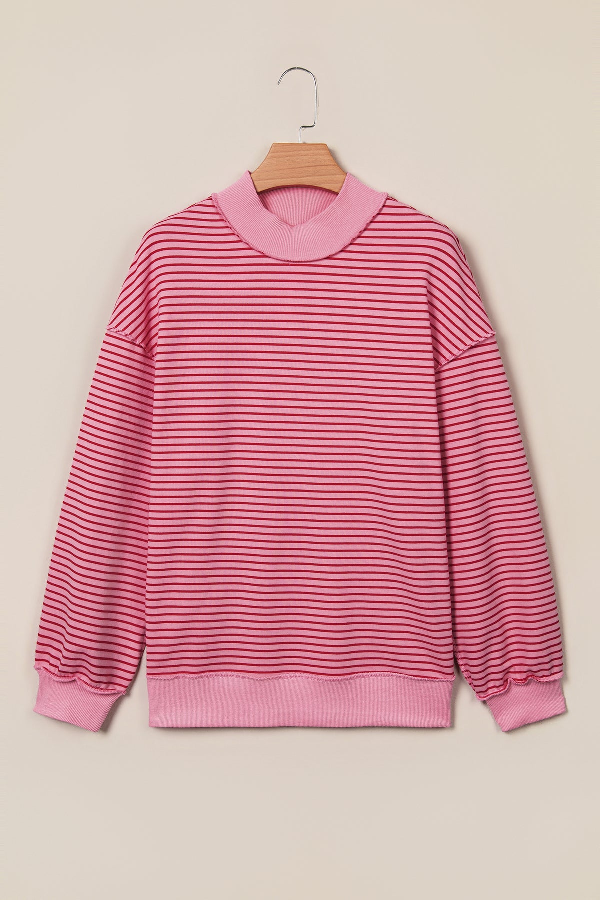 Striped Colorblock Mock-Neck Sweatshirt