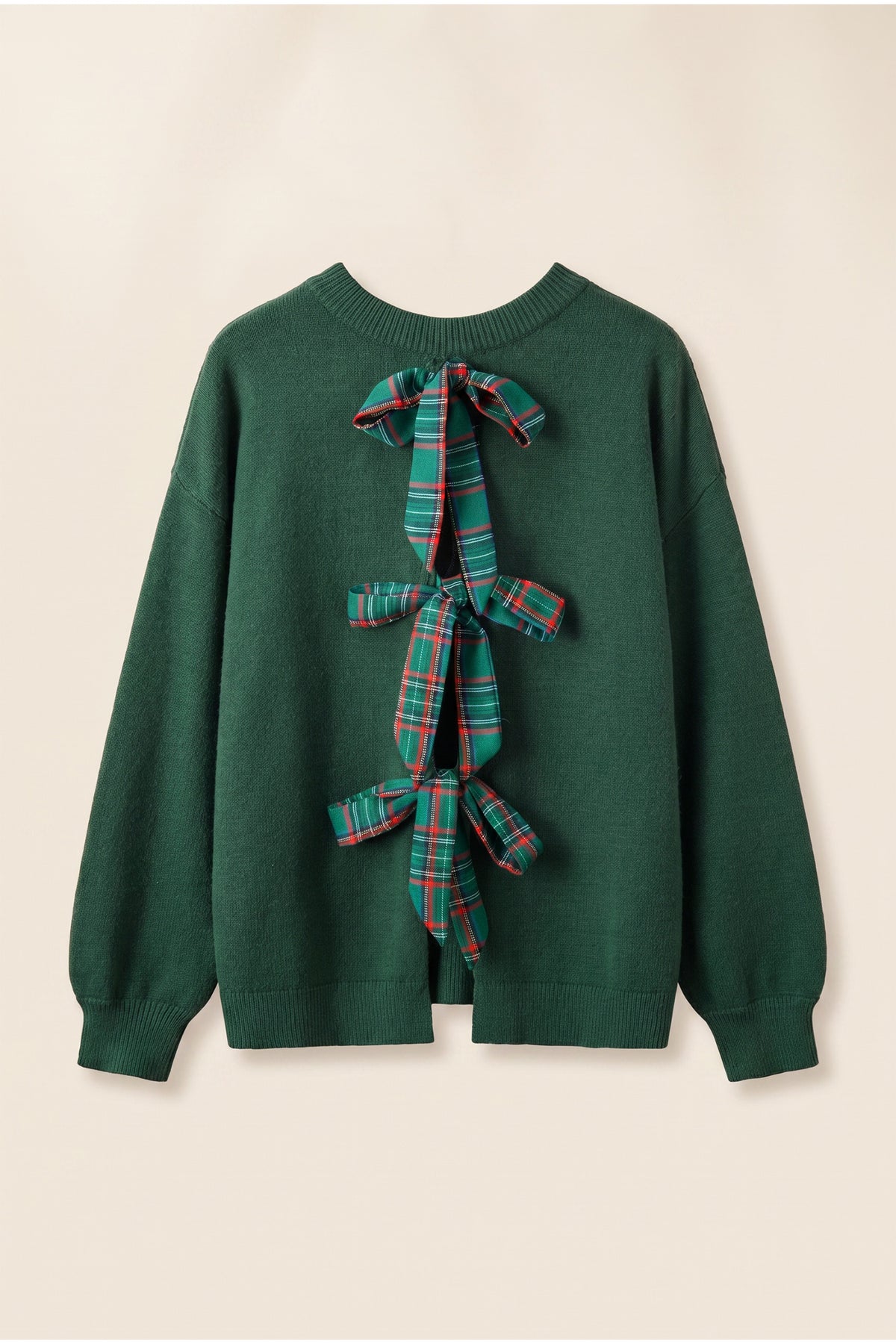 Plaid Bow Christmas Sweater