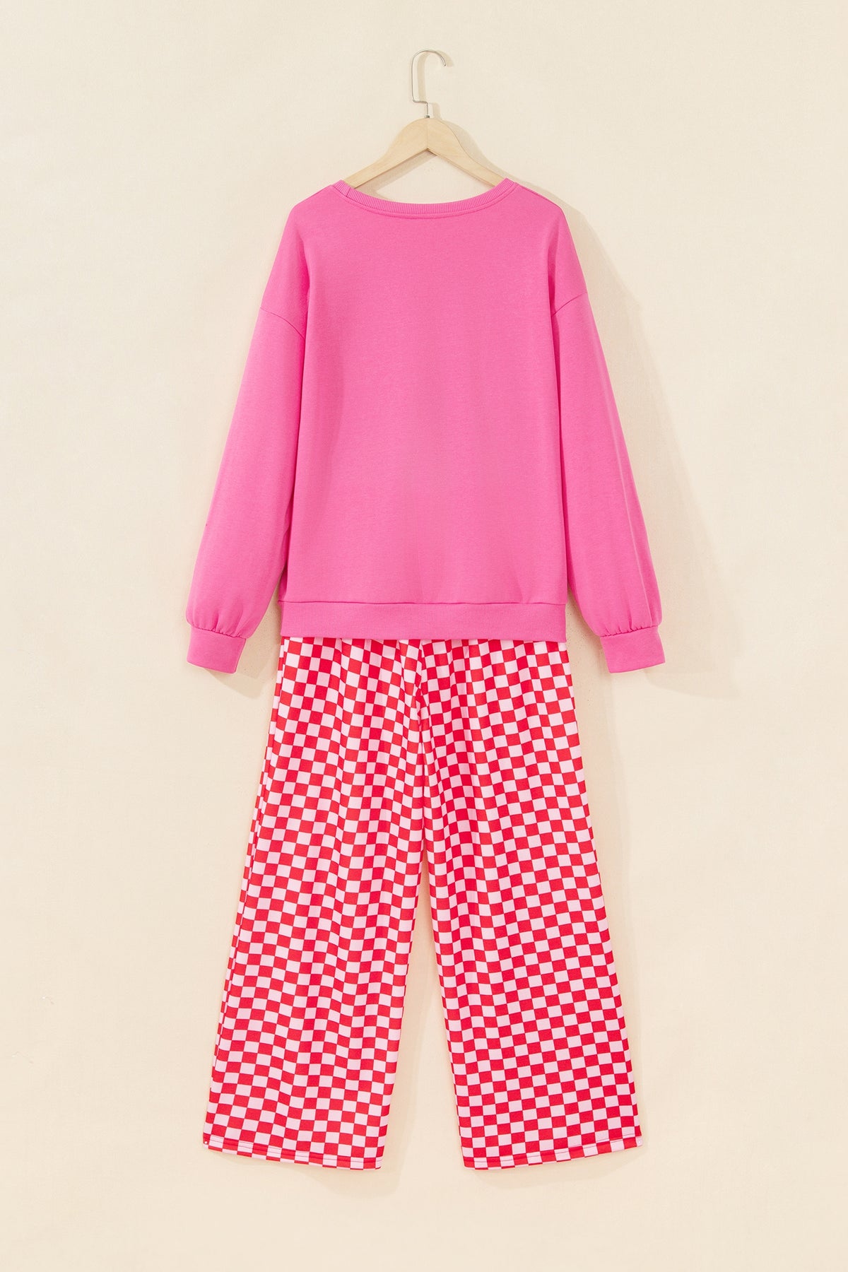 Christmas Slogan Graphic Plaid Two-piece Pant Set