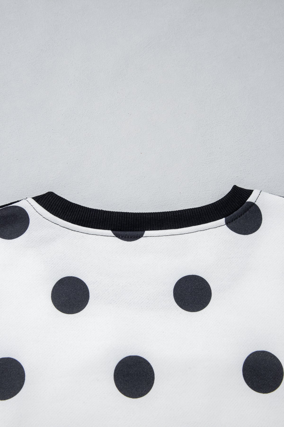 Blue Polka Dot Contrast Patchwork Round Neck Baggy Sweatshirt