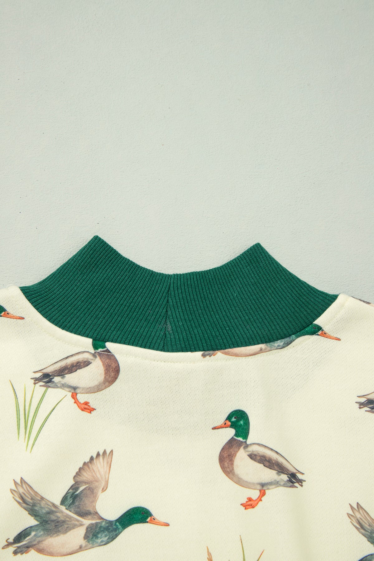Multicolour Mallard Print Patchwork Colorblock High Neck Sweatshirt