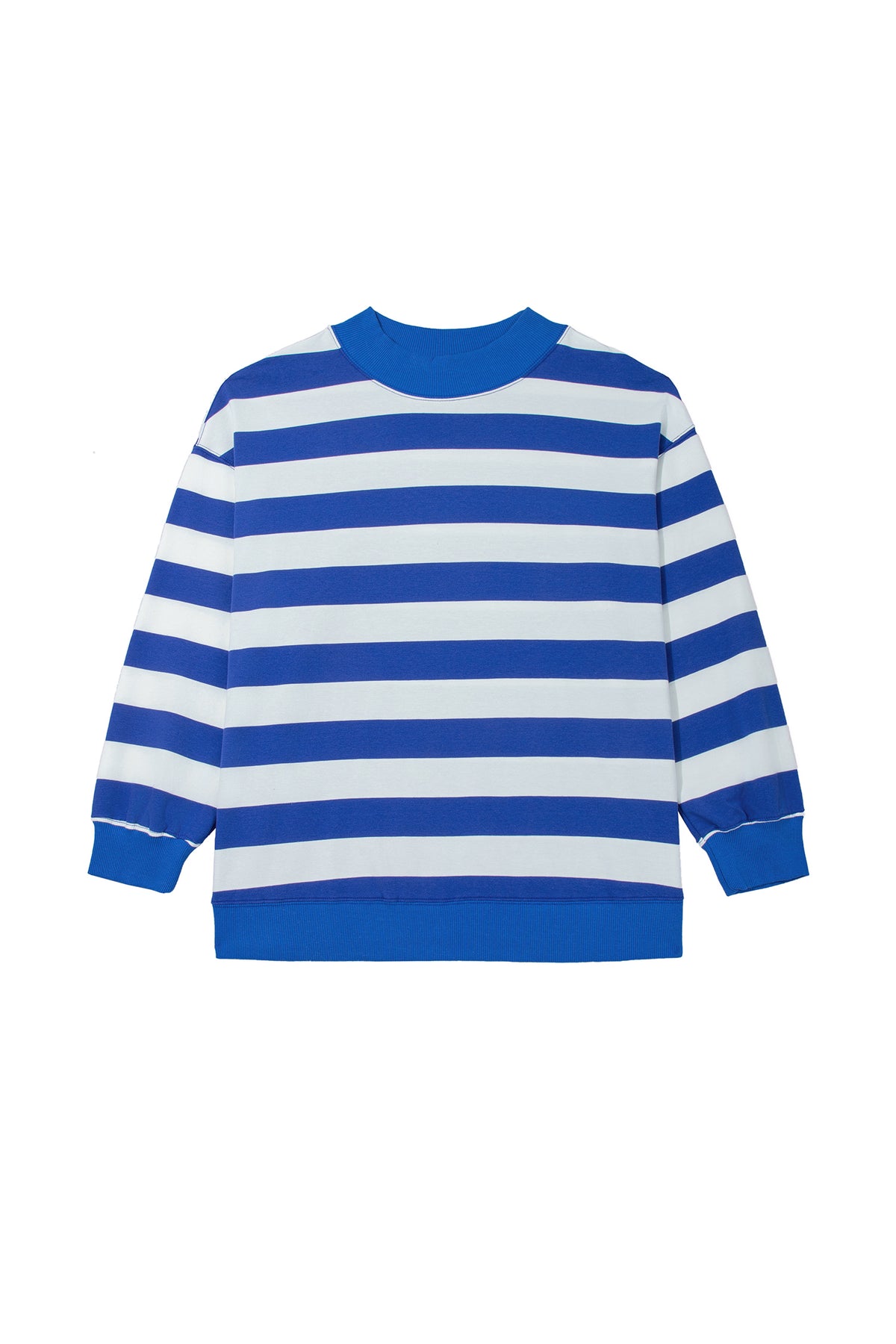 Plus Size Stripe Ribbed Trim  Sweatshirt