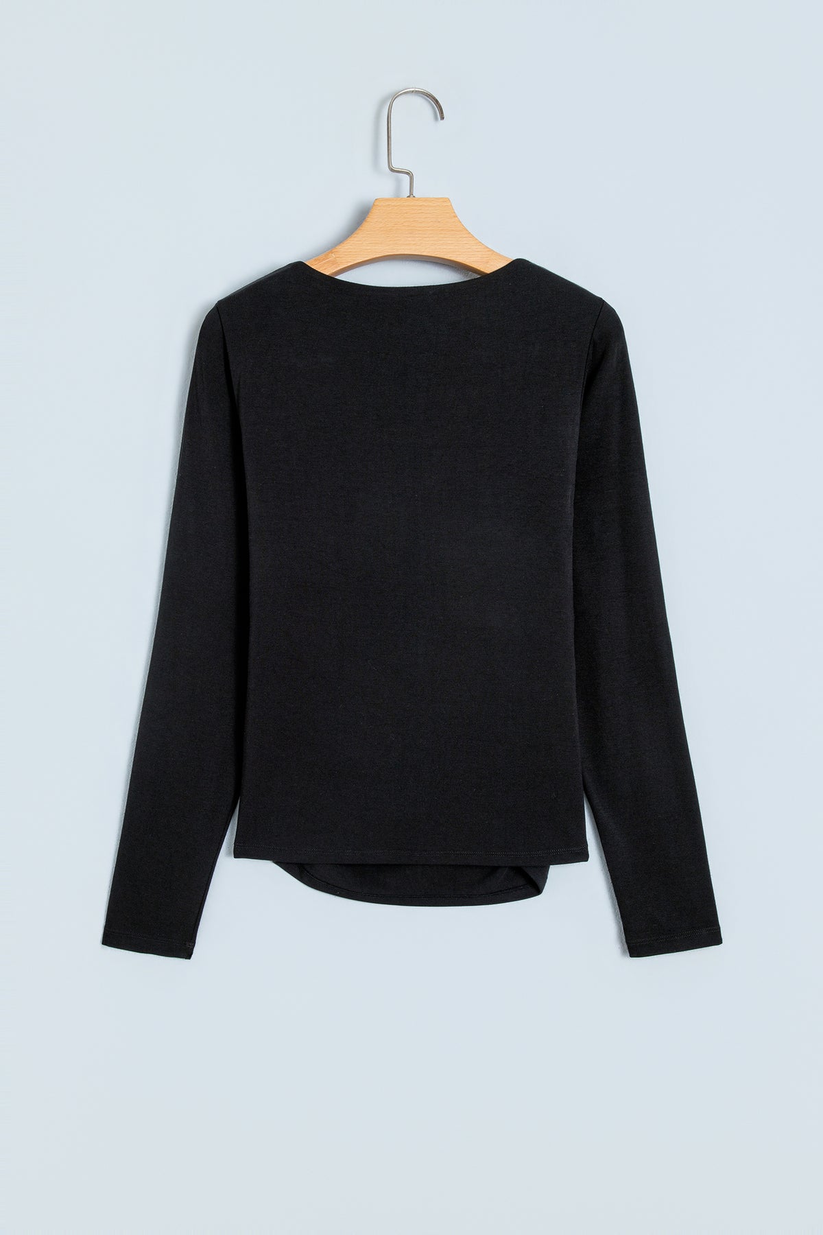 V-Neck Long-Sleeve Top with Built-In Bra