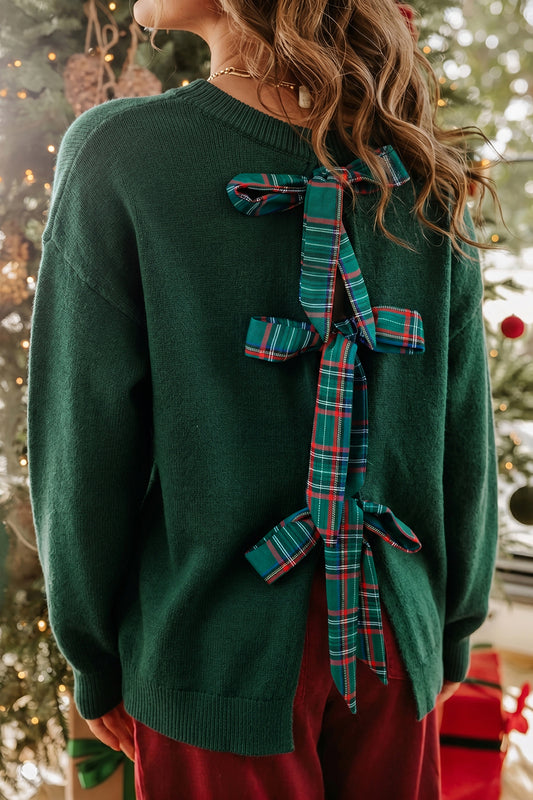 Plaid Bow Christmas Sweater