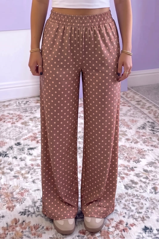 Brown Polka Dot Relaxed Pants