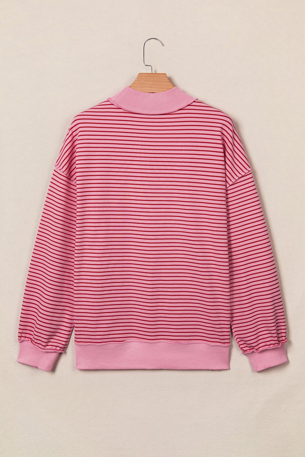 Striped Colorblock Mock-Neck Sweatshirt