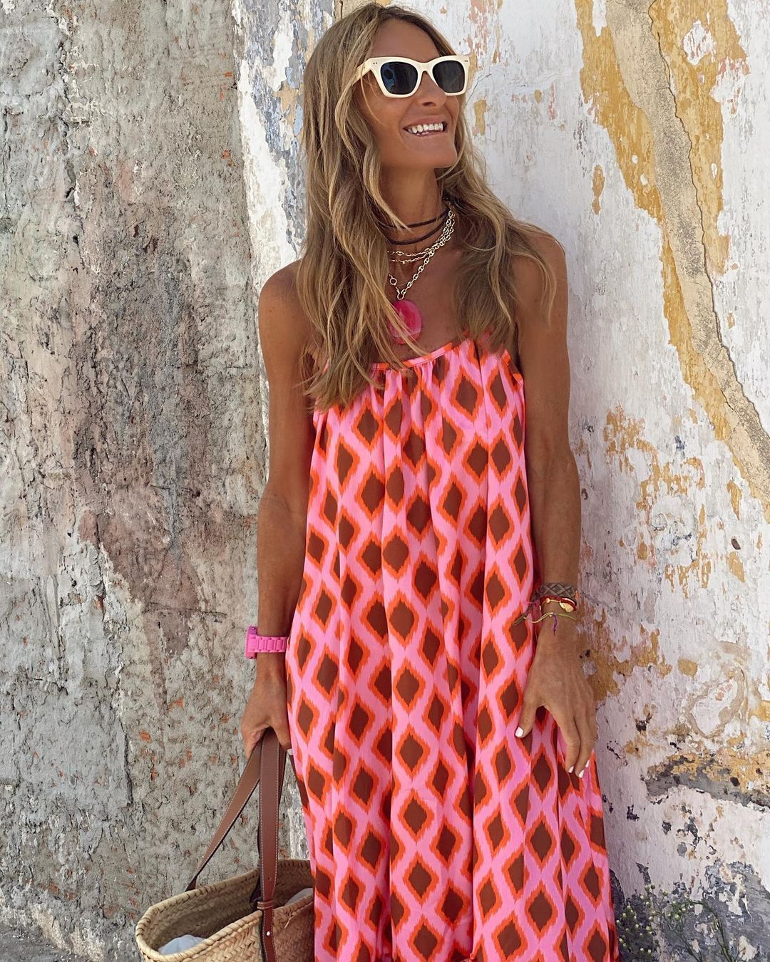 European And American New Strapless Round Neck Backless Retro Bohemian Dress