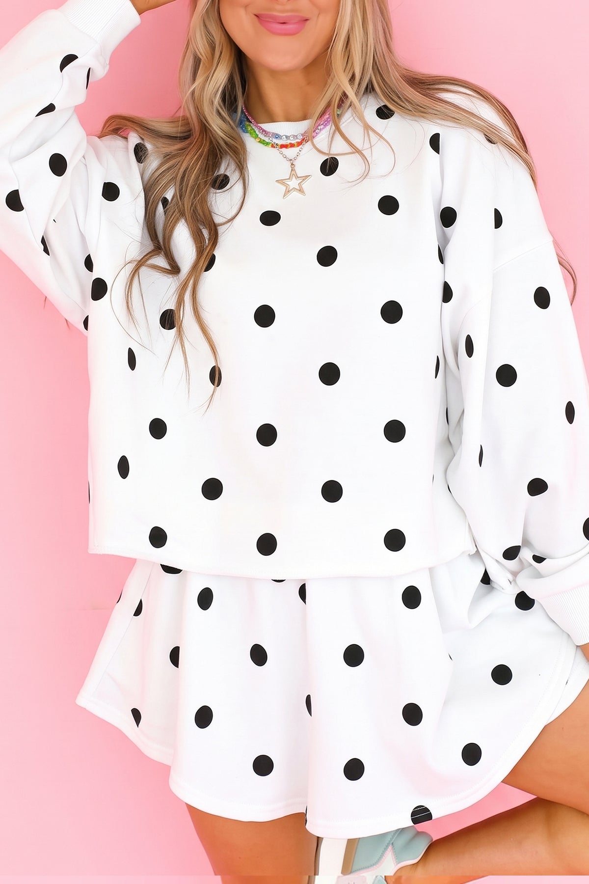 Polka Dot Pullover Skort Set