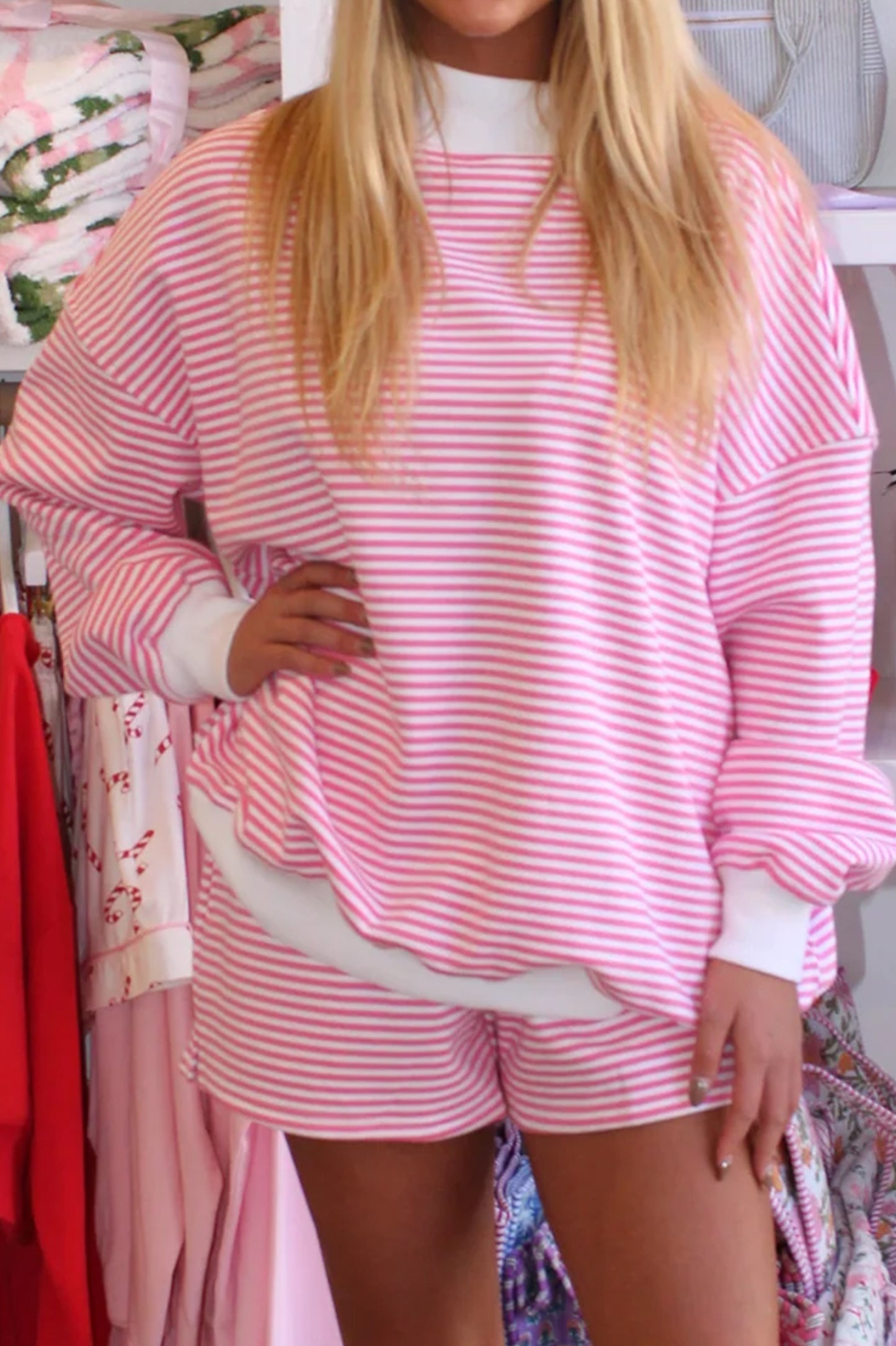 Oversize Mock Neck Sweatshirt and Shorts Set