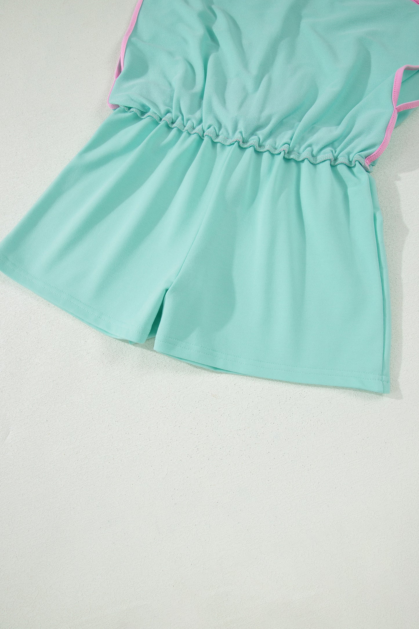 Turquoise Colorblock Edge Drop Shoulder T Shirt and Skort 2Pcs Set