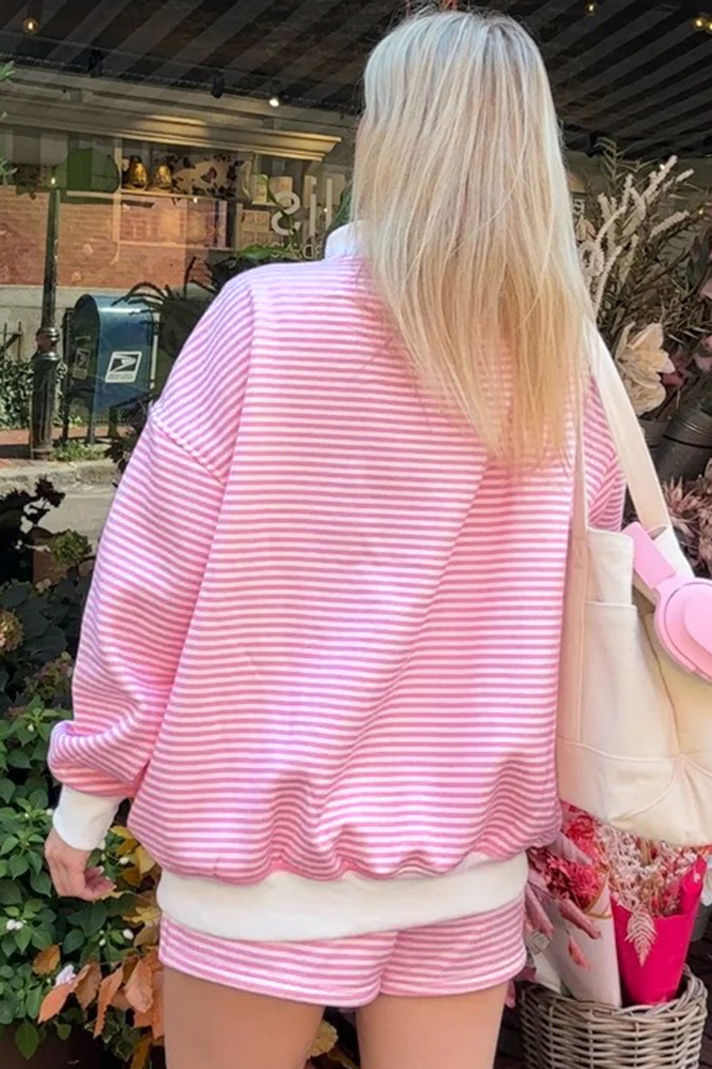 Oversize Mock Neck Sweatshirt and Shorts Set