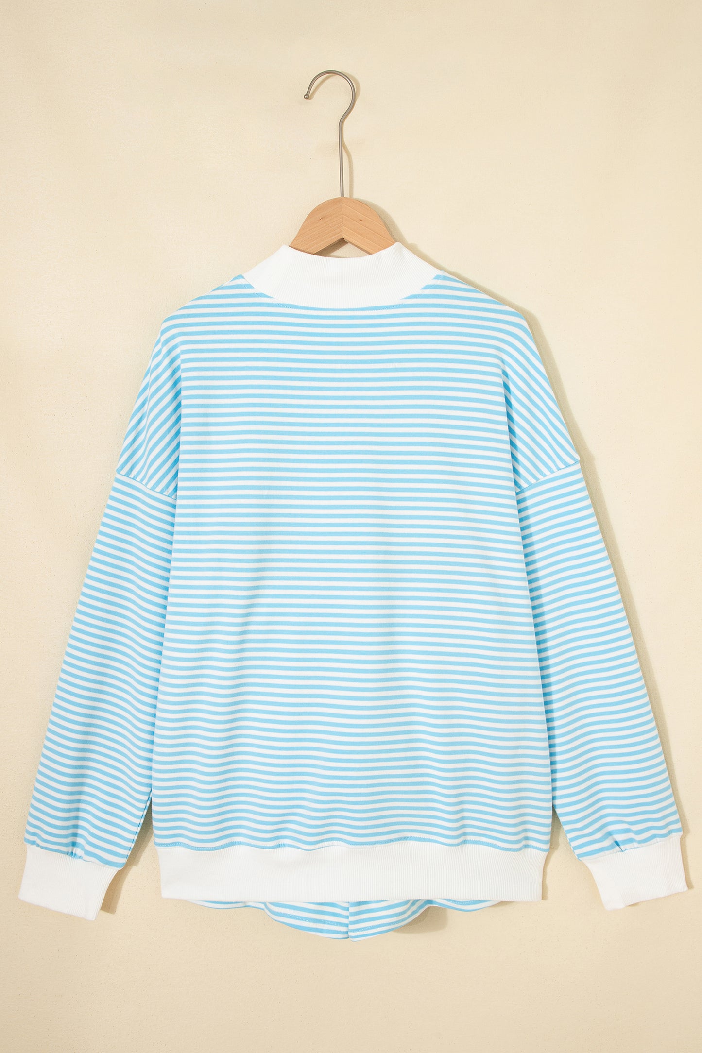 Pink Stripe Oversize Mock Neck Sweatshirt and Shorts Set