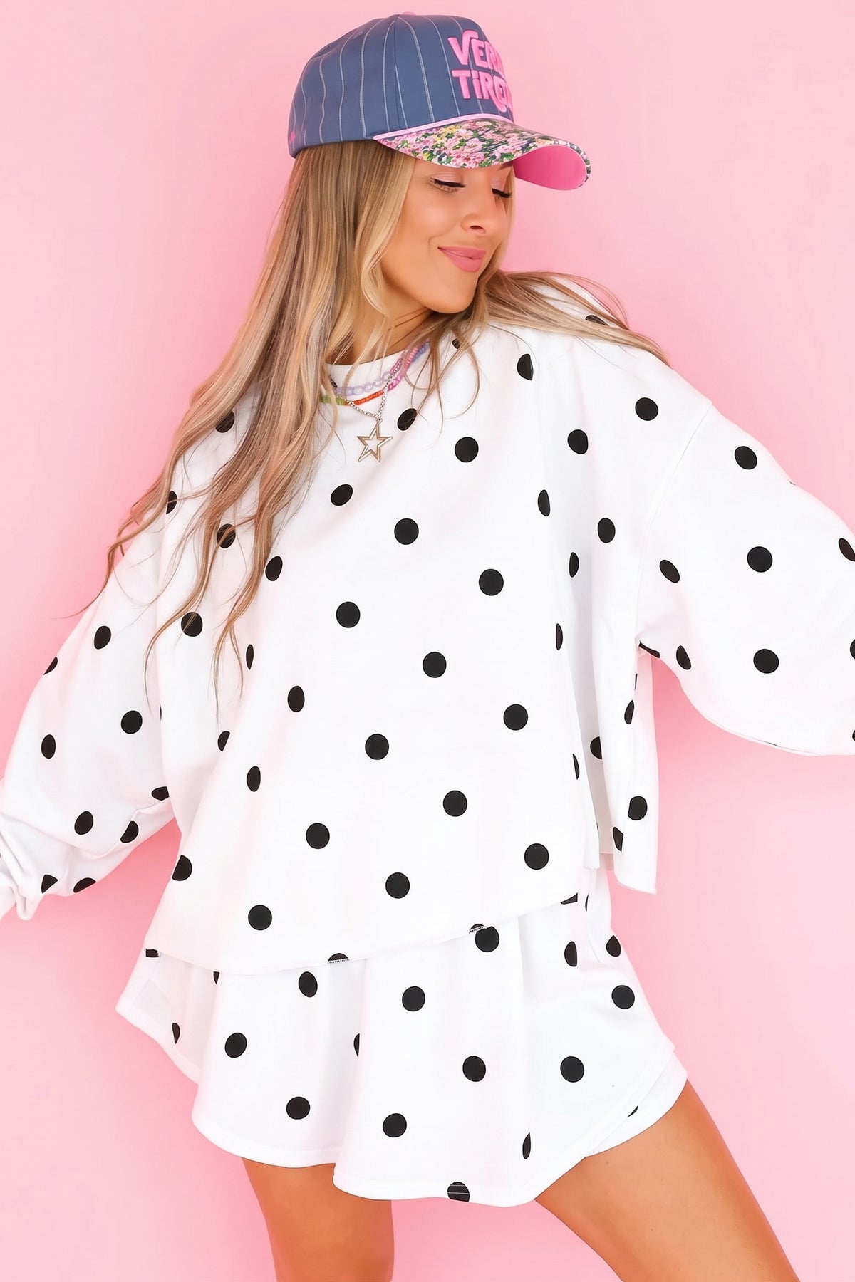 Polka Dot Pullover Skort Set