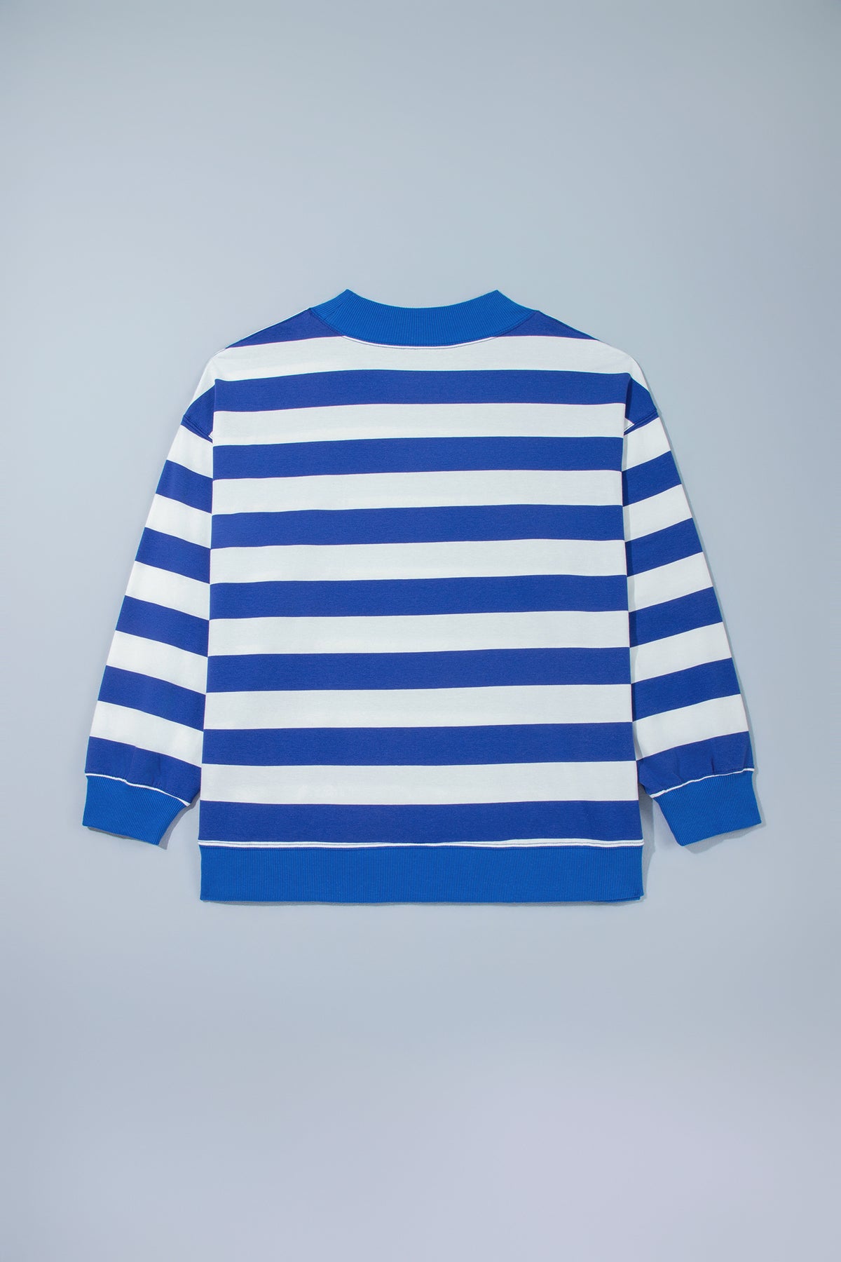 Plus Size Stripe Ribbed Trim  Sweatshirt