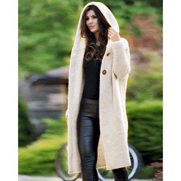 New Cashmere Cardigan in Autumn and Winter Women's loose Long Sleeve Sweater Solid Color Knitted Long Thickened Top