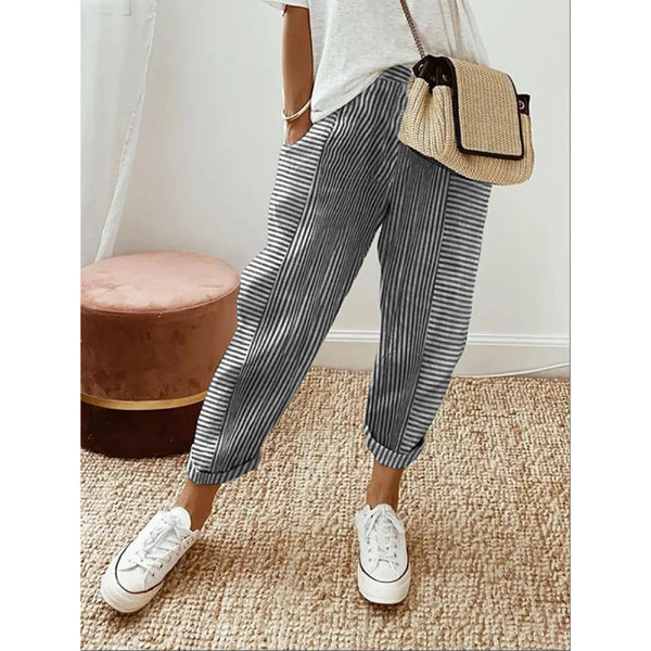 Women's Jacquard Stripe Loose Pants