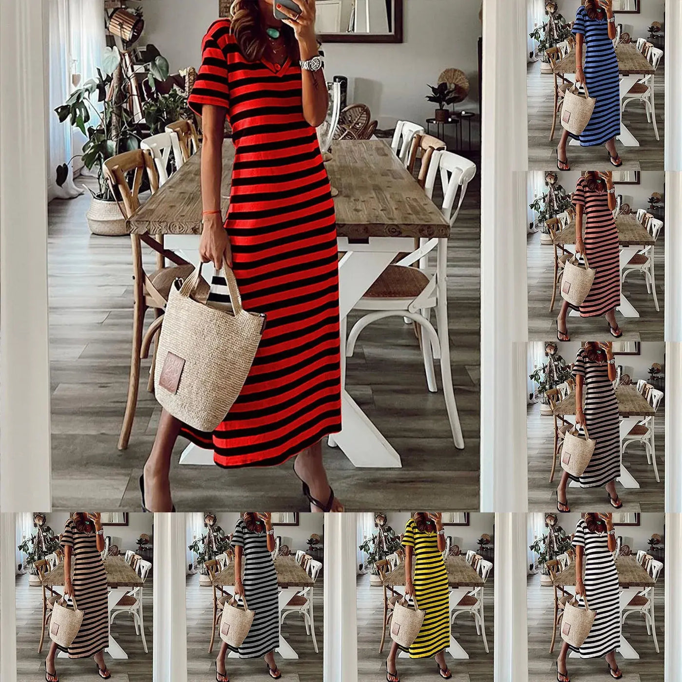 Dresses for Women Summer Stripe Maxi Dresses s